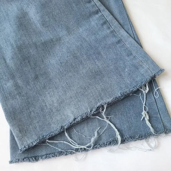 Sincerely Jules Women Junior 3/26 Jeans Blue Distressed Raw Hem Flare Grunge Y2K - Picture 8 of 13